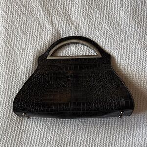Patricia Nash Black Crocodile-Embossed Clutch
